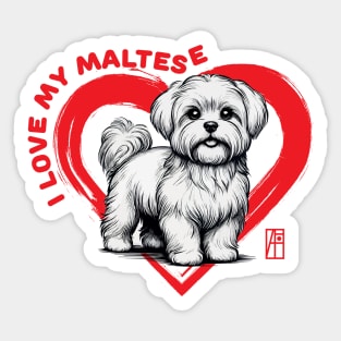 I Love My Maltese - I Love my dog - Enchanting dog Sticker